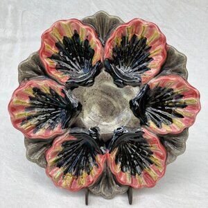 Fives Lille French Majolica 6 Well Oyster Plate